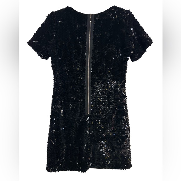 🖤 The Clothing Company 🖤 NWT Black Velvet Sequin Sheath Mini Dress Short Sleeves - Picture 3 of 5